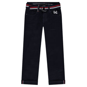 Pantalon effet crinkle avec ceinture tressée amovible à rayures colorées  