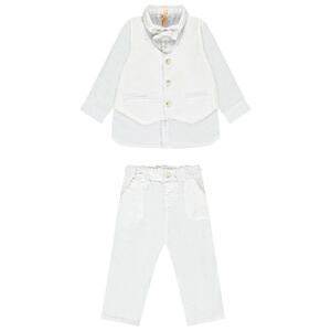 Ensemble pantalon et chemise + gilet à nœud amovible pour bébé garçon 