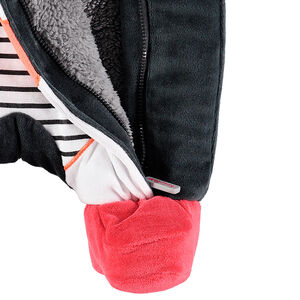 Combi-pilote en velours doublée sherpa avec motif pingouin brodé 