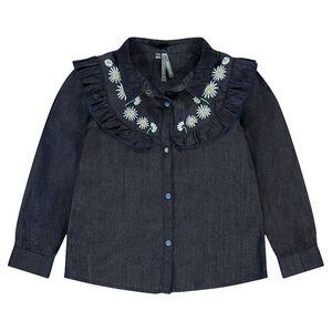 Chemisier en tencel avec volant et broderies 