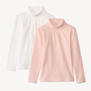 Lot de 2 sous-pulls unis à col roulé fille 