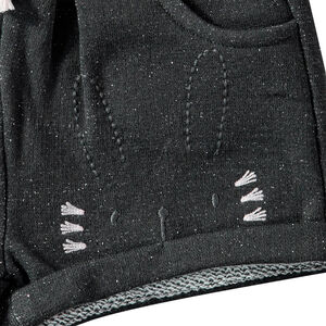 Short en molleton léger mélangé de fil argenté et lapin brodé 