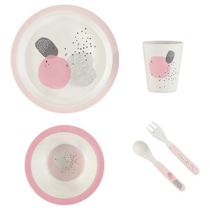 Set repas Sweetgraphic en bambou 5 pièces - Rose 