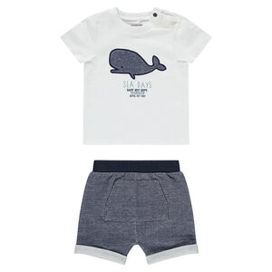 Ensemble de plage avec baleine et et bermuda en molleton léger 