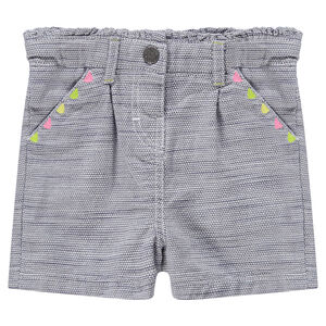 Short en coton fantaisie avec motifs colorés brodés 