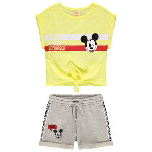 Ensemble avec t-shirt manches courtes à nouer et short print Mickey Disney 