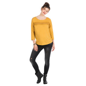 Tee-shirt manches longues de grossesse avec empiècement dentelle 