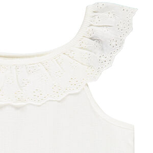 Débardeur à collerette volantée en broderie anglaise fille 