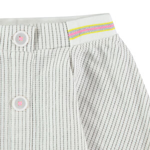 Jupe patineuse à carreaux et taille en bord-côte rayé 