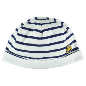 Bonnet en jersey rayé avec patch en gomme 