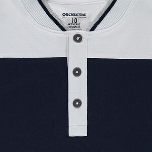 Junior - Polo manches longues en jersey avec col esprit teddy 