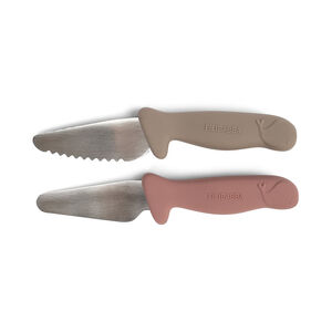 Lot de 2 couteaux d'apprentissage beige/rose 