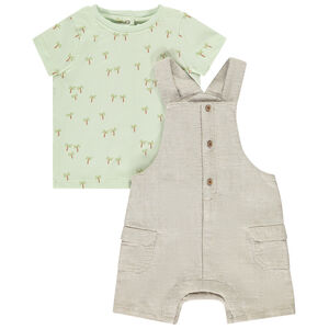 Ensemble salopette + t-shirt imprimé palmier pour bébé garçon 