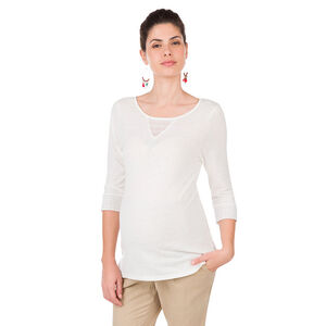 Tee-shirt de grossesse manches 3/4 avec empiècements dentelle 