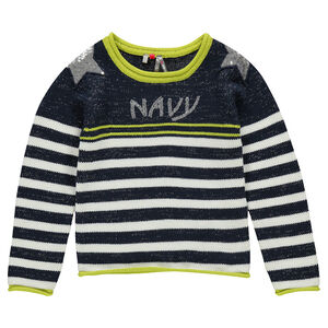 Pull marinière en tricot et fils argentés avec sequins fantaisie 