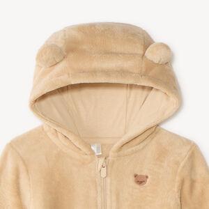 Surpyjama bébé en sherpa avec capuche à petites oreilles 