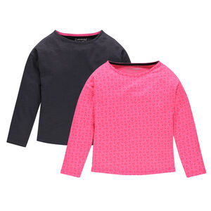 Lot de 2 tee-shirts manches longues en jersey uni/imprimé 