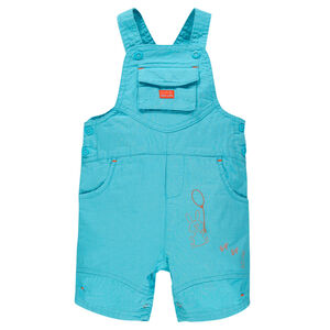 Salopette unie avec poches et print lapin 