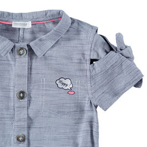 Junior - Robe chemise manches courtes avec ceinture tressée 