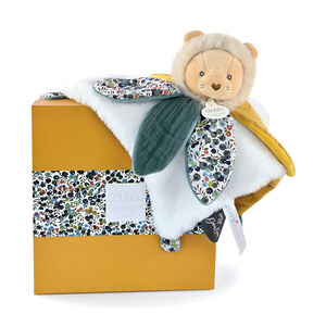 Doudou Lion jaune plat avec pétales Boh'Aime 27cm 