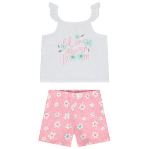 Set pyjama court à short imprimé fleurs fille 