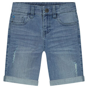 Bermuda en jeans effet used 