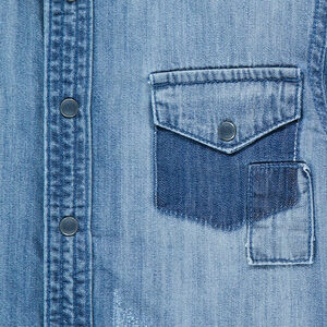 Junior - Chemise manches longues effet used avec inscription printée au dos 