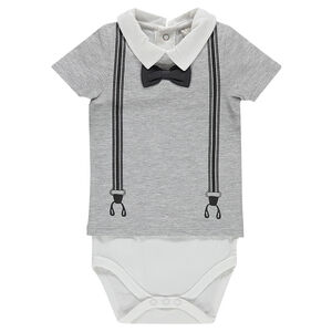 Body manches courtes effet 2 en 1 avec noeud papillon 