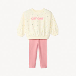 Ensemble de jogging 2 pièces avec cœurs : sweat + legging pour bébé fille 