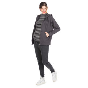 Sous-pull de grossesse côtelé à rayures col roulé 