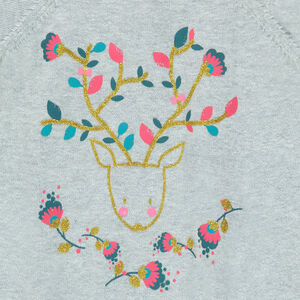 Robe manches courtes en tricot avec print petit renne 