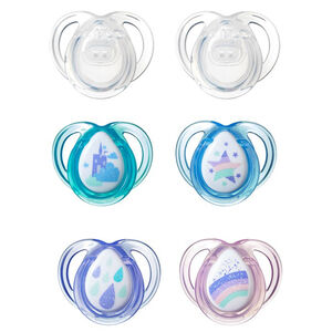 Lot de 2 sucettes classiques en silicone 0/6 mois - Mixte 