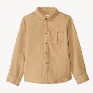 Chemise manches longues uni avec poche garçon 