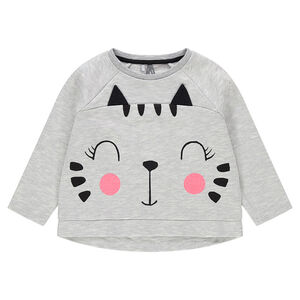 Sweat en molleton avec chat printé et détails pailletés 