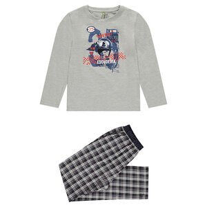 Junior - Pyjama avec haut en jersey et bas en flanelle à carreaux 