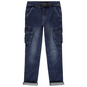 Jean cargo effet used avec ceinture à clip 