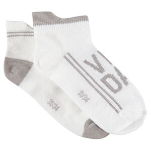 Lot de 2 paires de chaussettes courtes taupe / écru 