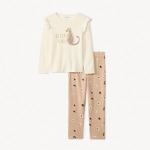 Set pyjama 2 pièces en velours print léopard fille 