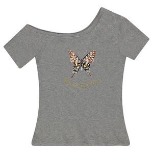 Junior - Tee-shirt asymétrique manches courtes avec print papillon 