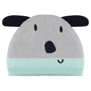 Bonnet en tricot doublé sherpa avec oreilles en relief 