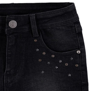 Junior - Short en jeans effet used avec clous fantaisie 