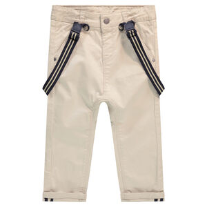 Pantalon en coton avec bretelles élastiquées amovibles 