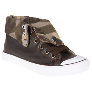 Baskets montantes à zip et lacets avec revers imprimé camouflage  