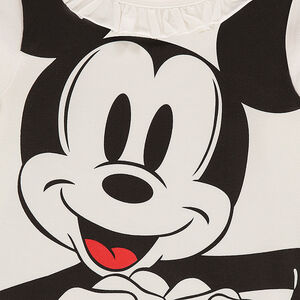 Tee-shirt manches longues en jersey avec print Disney Mickey et encolure volantée 