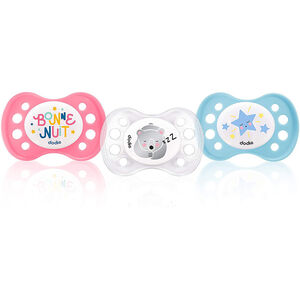 Sucette en silicone Nuit 0-6 mois - Etoiles/Ours 