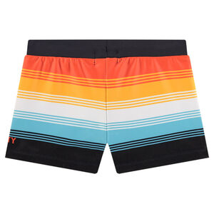 Boxer de bain avec larges bandes contrastées et inscriptions printées 