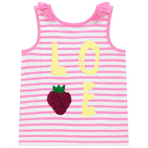 Débardeur en coton à rayures et fruit en sequins magiques 
