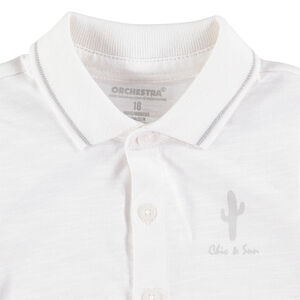 Polo manches courtes en jersey slub avec print cactus 