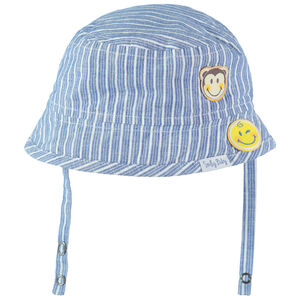 Bob en coton à rayures verticales et badges patchés Smiley 