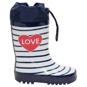 Bottes de pluie rayées en caoutchouc avec col imperméable print coeur du 24 au 27 